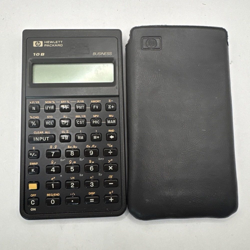 Vintage‎ HP Hewlett Packard 10-B Business Scientific Calculator 1987 W/Sleeve